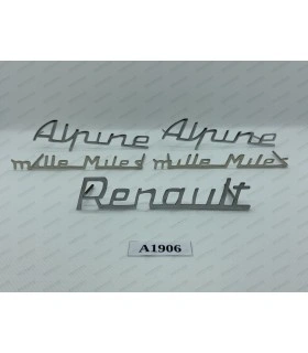 set of 5 chrome monograms - 2 Alpine - 1 Renault and 2 Mille-miles - 1