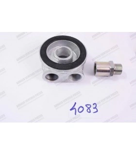 Oil filter plate with threaded sleeve for oil cooler assembly - 1