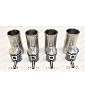 Set of 4 pistons and 4 liners Ø 65mm with segments and pin (Ø18x57x11mm) - 956cc engine (Type C1C-08) - R4 / R5TL - 1