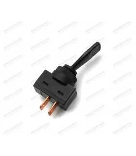 Flat lever switch in black plastic Ø12.5mm 12V - 10A (x1 ON/OFF position with x2 pins) - 1