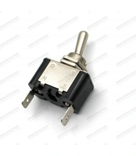 Round metal lever switch Ø12mm 12V - 15A (x1 ON/OFF position with x2 pins - 2