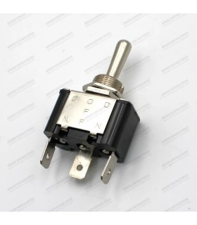 Round metal lever switch Ø12mm 12V - 15A (x2 ON/OFF/ON positions with x3 pins - 2