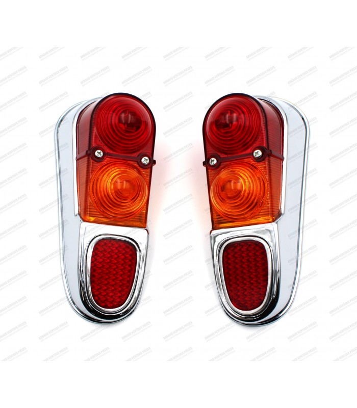 Pair of chrome rear lights with seal - A110 cabriolet and 4L - 1