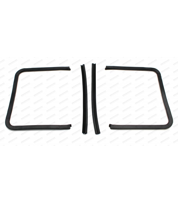 Set of fixed window seals for rear doors with vertical window seal